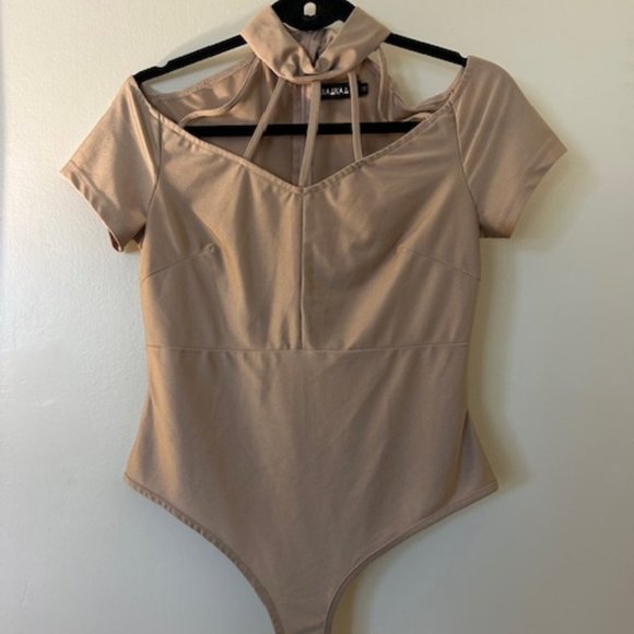 Satin Taupe Bodysuit Size 8 - Picture 1 of 1